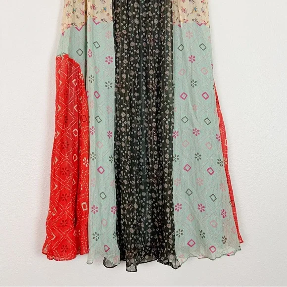 NWT Verb Pallavi Singhee Margot Pleated Maxi Skirt Metallic Mix Print 0 Petite - Picture 6 of 9